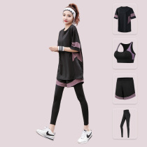 Yoga clothing women thin 2021 new large size loose short-sleeved belly cover thin quick-drying running suit for women
