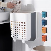 Dirty clothes basket foldable household laundry basket dirty clothes storage basket toilet wall-mounted bathroom storage