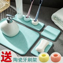 Diatom mud wash table mat diatomaceous earth sink waterproof coaster electric toothbrush razor soap tray absorbent pad