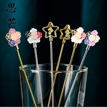 Good-looking spoon Beautiful exquisite European small luxury ins wind Dessert mixing stick Coffee long handle fork creative