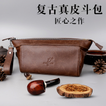 Muxiang men's tobacco bucket bag leather bag cigarette set tobacco tobacco bag portable handbag two vintage bucket bag