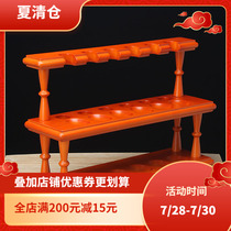 Wooden beech 12-bit pipe shelf Old player pipe collection Solid wood display stand single row double row