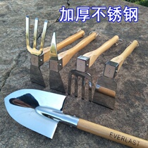 Stainless steel dual-purpose small hoe loosening soil rake pickaxe gardening flower planting vegetables weeding digging shovel farming household tools