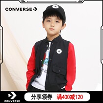 Converse Converse children 2021 autumn new boy boy solid color casual waistcoat children handsome top