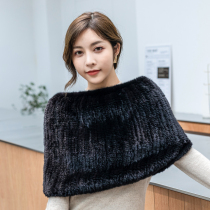 Autumn and winter imported mink fur shawl fur scarf mink woven bib elastic sleeve head multi-purpose scarf women