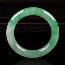 Jade round jade bracelet Myanmar ice glutinous seed floating sun green ice through thick round strip thin noble concubine female jade bracelet