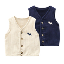Childrens waistcoat boy pure cotton canon shoulder Summer thin undershirt Womens spring autumn outside wearing baby waistcoat girls small vest