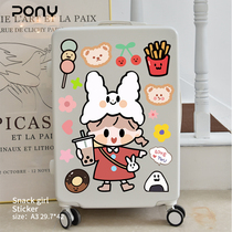 Cartoon cute suitcase sticker big whole suitcase trolley case refrigerator wall decoration big sticker waterproof