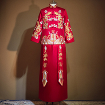 2021 New Xiuhe clothing mens groom wedding Chinese dress costume wedding dress dragon and phoenix coat Chinese style toast