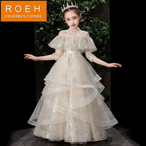 roeh Girl Princess Dress High-end flower girl catwalk Childrens birthday puffy yarn evening dress Wedding little girl foreign style