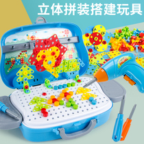 Childrens toolbox baby assembly building block screw screw assembly 4 puzzle electric turn boy 5 electric drill toy 3 years old 6
