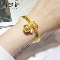 Sansheng IIIs gold bracelet thin aperture wedding bracelet three circles 24K pure 3D hard 999 pure gold bracelet