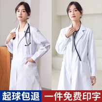 White coat female long sleeve doctor laboratory chemistry summer thin pharmacy coat beauty salon nurse work clothes