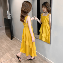  Girls  dresses Childrens Childrens clothing Female middle and large childrens Summer princess skirt Summer skirt Little girl summer dress Long skirt Summer