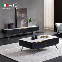 Italian TV cabinet coffee table combination 2021 new living room home floor black gold advanced sense modern light luxury coffee table