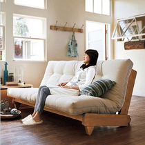 Nordic Japanese foldable solid wood sofa bed small apartment living room multifunctional single Double 1 5 m dual use