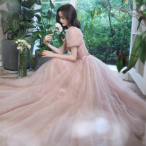 Small evening dress female banquet 2021 new high-end light luxury niche temperament senior pink host dress