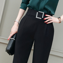 Pants womens autumn trousers 2021 New thin black high waist casual Haren pants nine points spring and autumn suit womens pants