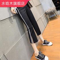 Pregnant womens pants childrens summer thin loose fashion large size horn split outside wear seven-point nine-point summer leggings