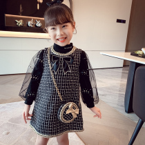 Little Bee Girl vest dress autumn dress 2021 new foreign style children Xiangfeng dress girl sleeveless skirt