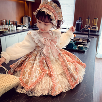 Girl Loretta Princess Dress Spring Dress New Children Han Edition Foreign Pistachio Dresses Spring Autumn Little Girl Princess Dress