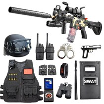 Childrens little police toy set sound and light toy gun Black Cat Sheriff hat boy Special Forces combat equipment