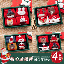 Christmas Socks Female Midbarrel Socks Autumn Winter Pure Cotton Children Christmas Presents Big Red Tiger Year Long Socks Birthday Gift Box