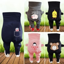 Foreign baby pants Spring and Autumn wear baby Autumn Winter belly button open crotch thickening autumn waist Harlan girl