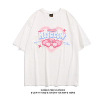 ZOROHOM spray painted sparkling loving letter printed round collar short sleeve T-shirt male and female loose summer youthful lover