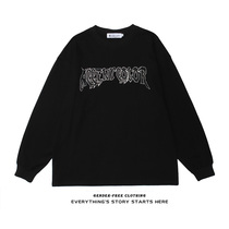 ZOROHOM high street style simple letter print large size long sleeve sweater mens and womens round neck street trend top