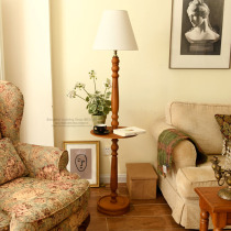 (Rural residence years) retro solid wood floor lamp American rural literature Japanese extreme poverty with storage table