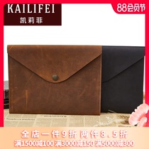 KAILIFEI new mens bag Korean fashion cowhide iPad bag Laptop bag hand-held business