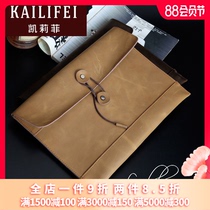 KAILIFEI new casual retro crazy Horse leather envelope bag cowhide hand-held business briefcase file bag ipad