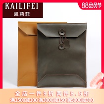 KAILIFEI Crazy Horse leather file bag Hand-held briefcase Cowhide envelope bag information bag 13 inch computer bag