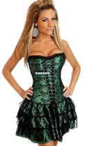 Gothic corset dress with skirt body shaper Shapers Green Red