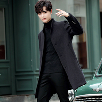 Fugui bird autumn and winter New woolen coat trench coat men long Korean version trend slim collar wool coat