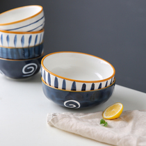 Kawashima Yehe Japanese bowl household single rice bowl instant noodle bowl with lid Big Soup Bowl creative personality ceramic tableware