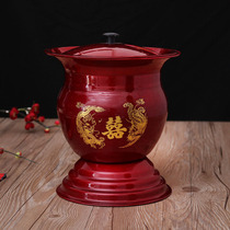Marriage of Hi bucket zi sun tong red enamel spittoon woman dowry items wedding bride supplies