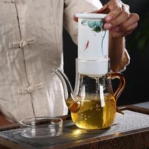 Glass Black Tea Teapot tea breinner Dehua white jade porcelain teapot hand-painted ceramic liner Filter Bubble Tea Teapot