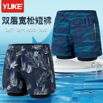 Swimming trunks mens anti-embarrassing loose quick-drying mens swimming trunks 2021 new large-size boxer swimsuit suit