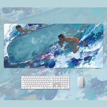 ins Nordic oil painting mouse pad Super nature landscape home office writing pad double-sided PU leather waterproof and oil-proof customized ultra-thin simple art desk pad laptop keyboard pad