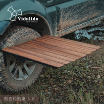 Ji Tire Table outdoor hanging Tire Table outdoor camping light luxury metal black walnut solid folding Table