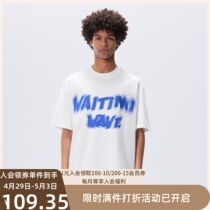 WAITINGWAVE dizzy letter printed short sleeves American tide street summer relaxed T-shirt