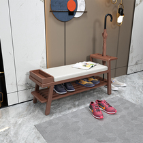 Solid wood shoe stool home home economical walnut soft bag cushion porch shoe cabinet storage stool