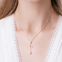 Chow Tai Fook Star Fu Luo double small luxury gourd necklace female S925 sterling silver rose gold choker pendant tide