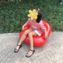  Inflatable red sofa Single child lazy chair portable inflatable backrest sofa