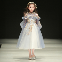 Girl dress Princess dress childrens piano performance clothing light luxury model catwalk show small host high-end performance clothes tide