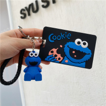 Sesame Street bus card cover keychain girl student cute subway campus card meal card couple cartoon protective cover
