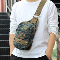 Bag Packs 2021 New Tide Pitched Satchel Retro Denim Canvas Single Shoulder Bag Fashion Sports Men Casual Chest Bag