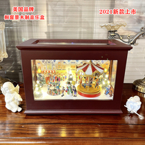 American Mr Christmas window view trojan solid wood music music box Girlfriend girl childrens birthday gift